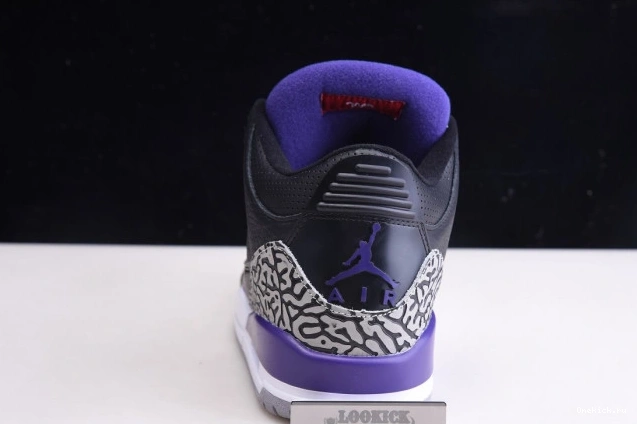 One Kick Black Purple Air Court 3 Jordan Retro CT8532-050 0808